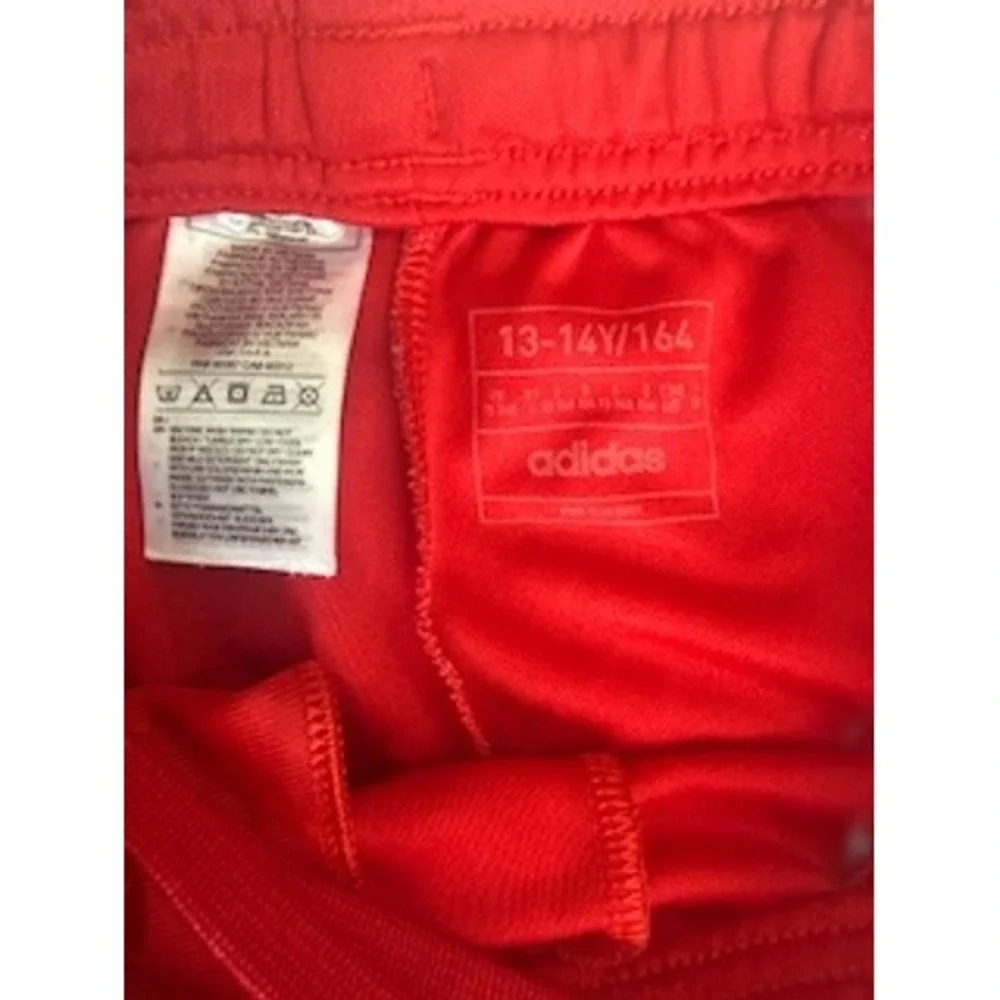 Adidas Youth Aeroready Track Pants Red‎ White Stripes Size 13-14Y 164 Joggers